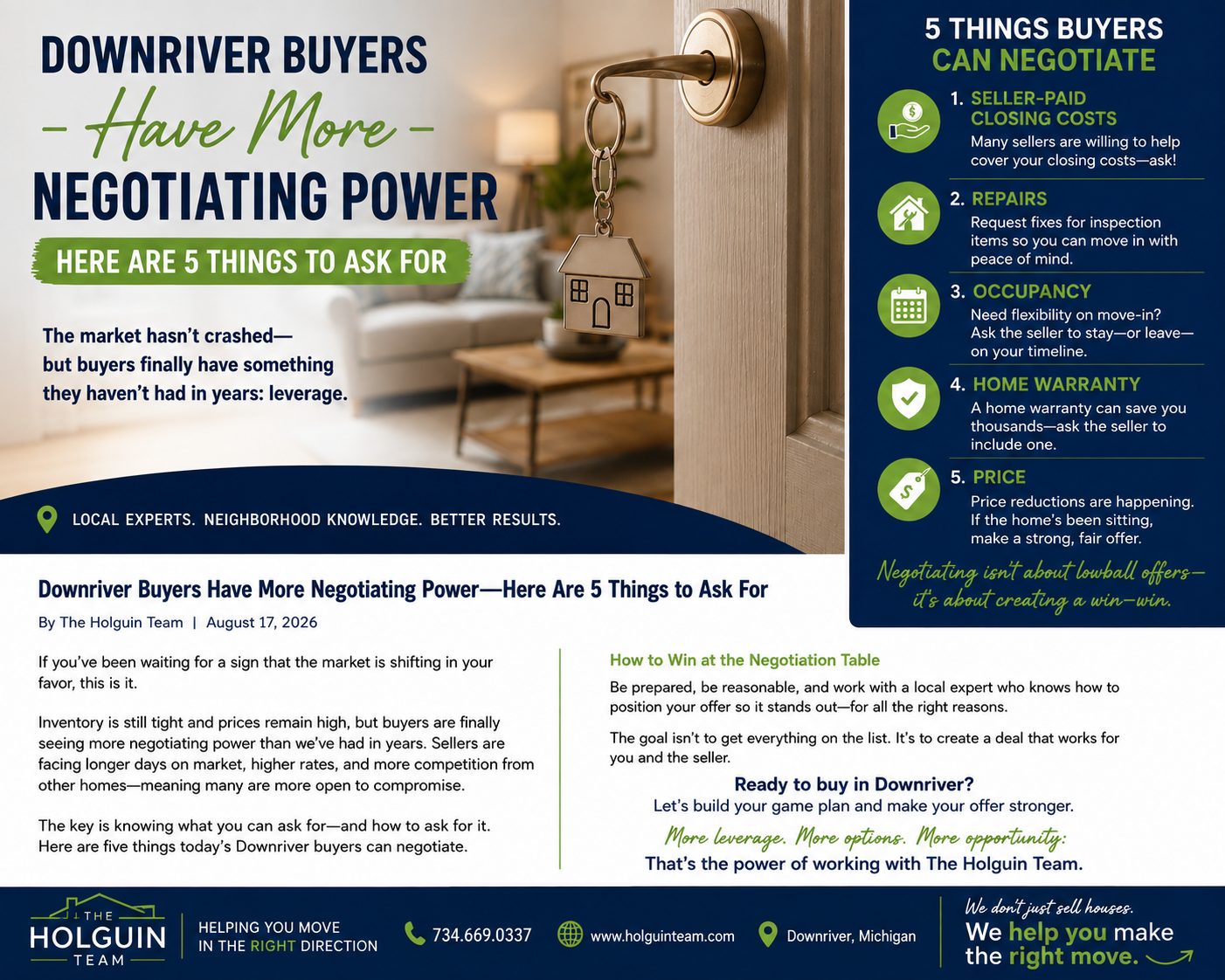 Downriver buyers have more negotiating power - 5 things homebuyers can negotiate